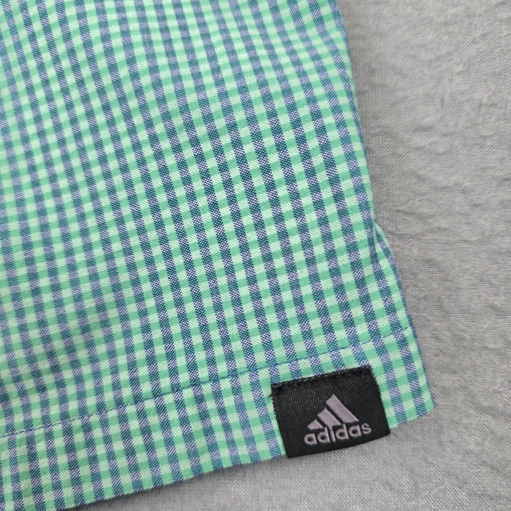 Gingham Plaid Stretch Performance Adidas Golf Shorts Mens 34 Green Blue - Picture 4 of 9